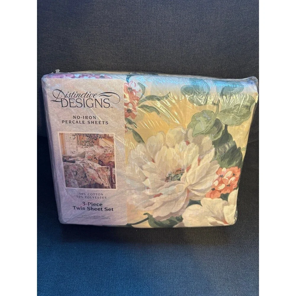 Distinctive designs USA made vintage garden gables floral sheet set pillowcase
